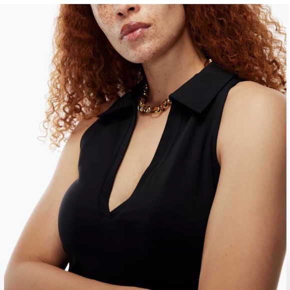 Aritzia Babaton Contour Polo Tank Top Sleeveless Collared Cropped - Picture 2 of 11